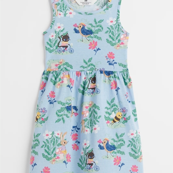 H&M Other - H&M Kids Blue Dress with Animal and Floral Print
